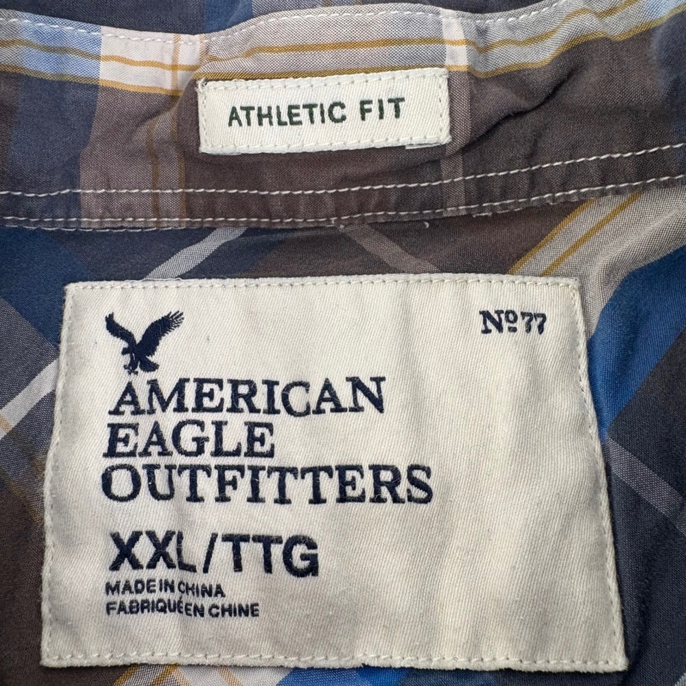 American Eagle Outfitters Mens Plaid Athletic Fit L/S Button Down Shirt‎ XXL - Picture 5 of 7